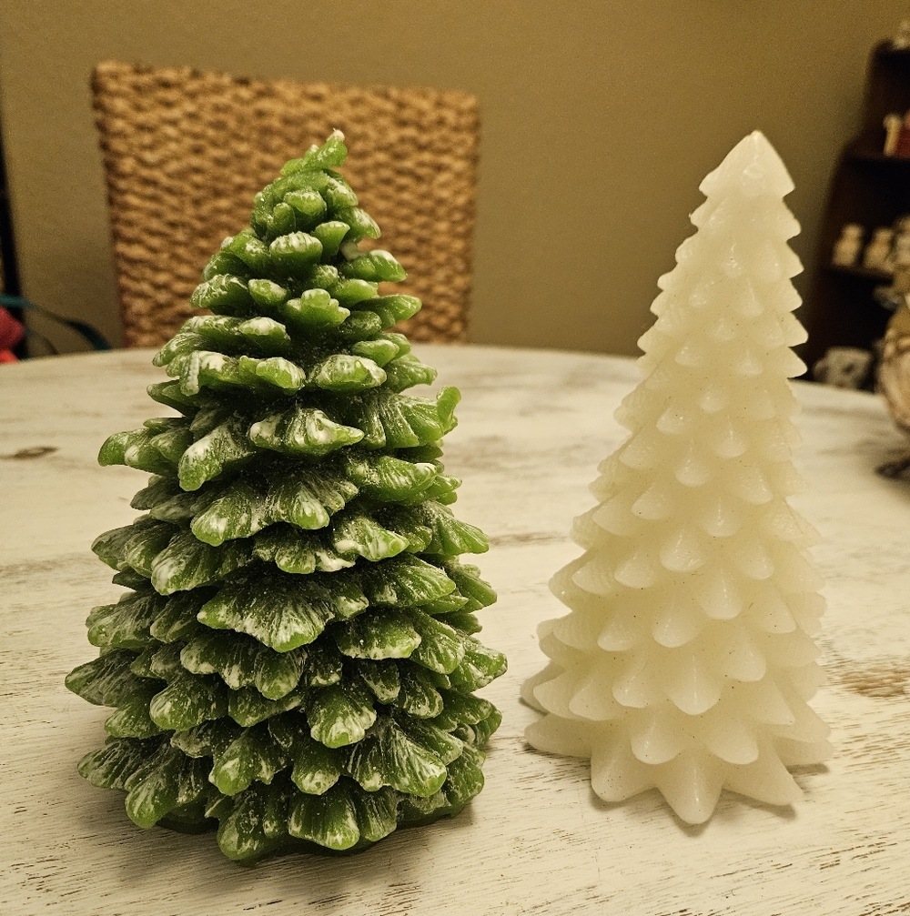 Green & White Christmas Tree Candles New World Market